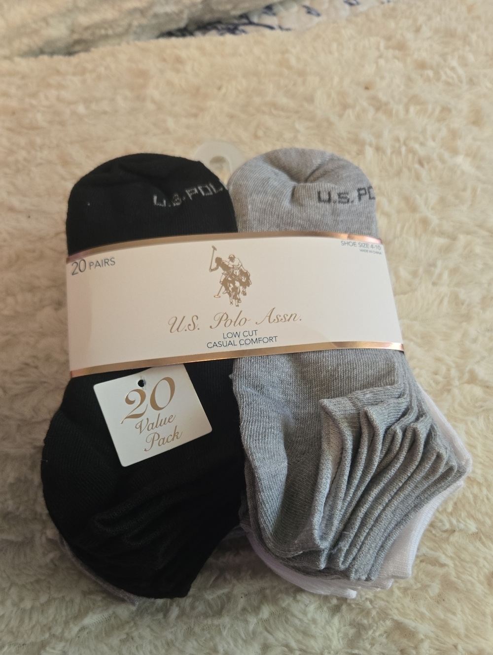U.S. Polo Assn. Low-Cut Casual Socks - Black & Gray (20 Pack)